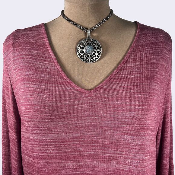 LOFT Heathered Pink Bell Sleeve Blouse - Picture 3 of 9